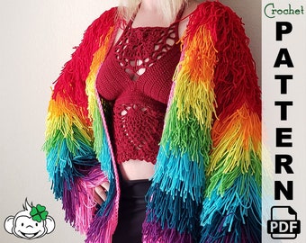 colorful shaggy cardigan