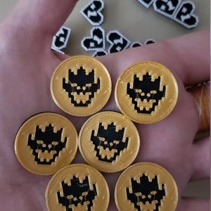 Boss Monster Level Up Token, Counter, 8-Bit Game Coin Gold/Black