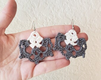 Crochet Statement Drop Earrings, Ready To Ship