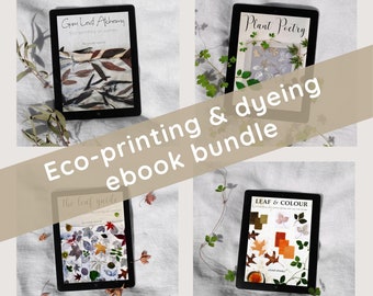 4 x Eco-printing ebook bundle // learn how to dye and eco-print on cotton and paper //PDF