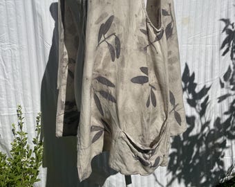 XL linen blend draped vest // naturally dyed