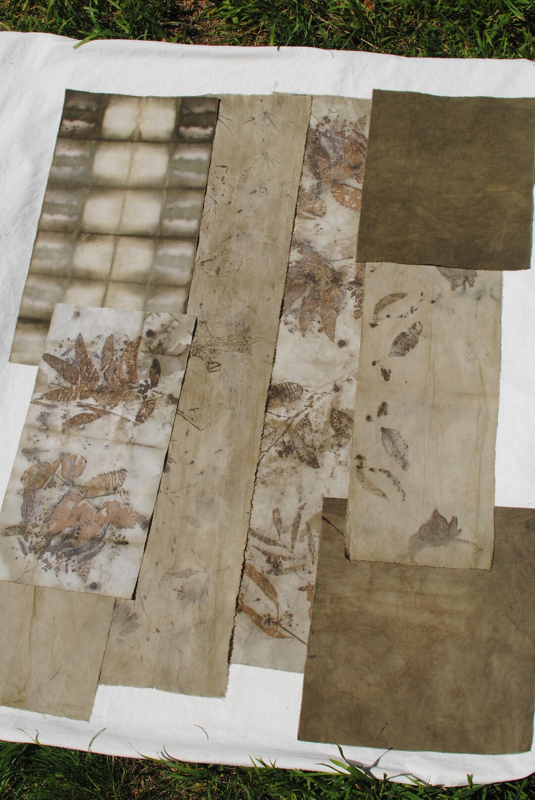 Olive Green Eco Dyed Fabric Bundle // Natural Earthy Colours // Pack 24