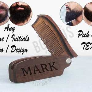 custom engraved beard comb, personalized wooden comb, groomsmen gift idea, anniversary or birthday, mens gift, bearded men, Fathers day image 8