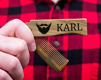 Beard Comb, Custom Comb, Personalized comb, Wood comb, Moustache Comb, Groomsmen gift, Engraved Comb, Mens gift, Gifts for men, valentines