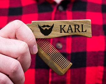 Beard Comb, Custom Comb, Personalized comb, Wood comb, Moustache Comb, Groomsmen gift, Engraved Comb, Mens gift, Gifts for men, Fathers Day