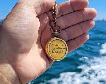Compass Keychain - Personalized Compass - Engraved Compass - Brass Compass - Anniversary Gift - Gift For her -  christmas gift