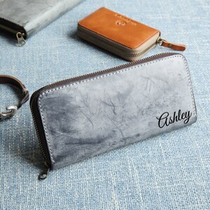 Cartera personalizada, cartera de mujer, cartera larga para mujer, aspecto desgastado, cartera larga para mujer, cartera para mujer, cumpleaños, confirmación