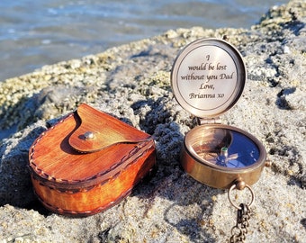 Engraved Brass Compass, Anniversary Gifts For Men, Personalized Compass, Birthday Gift For Dad, Groomsmen Gift For Him, christmas gift
