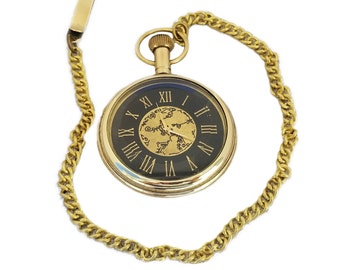 Pocket Watch with Custom Engraving - Brass Pocket Watch -  Unique Wedding Gift for Groom or Couples - Keepsake for Groomsmen, christmas gift