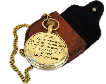 Gold Pocket Watch, Rustic Watch, Personalized Watch, Gifts for Men, Groomsmen Gift, Family Heirloom, Engraved Pocket Watch, fathers day