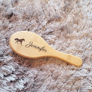 PERSONALIZED HAIR BRUSH, custom engraved, bamboo wood brush, organic brush, Gift for girls, gifts for kids, baby shower gift, newborn gift