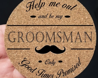 coasters, personalized gift, custom cork coaster, wedding favors, be my groomsman, groomsmen gift idea, groomsmen box, Mother's day