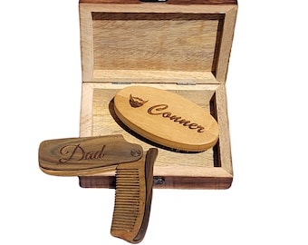 Kit personalizado para el cuidado de la barba, peine para barba, cepillo para barba, regalo para hombre, regalos para hombres, peine de madera, peine grabado, regalo para padrinos de boda, regalo de Navidad