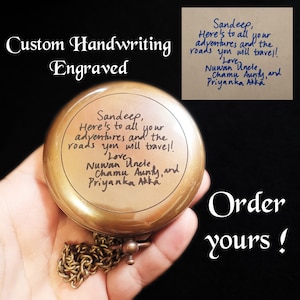 Compass gift, handwriting compass, engraved compass, memorial gift, fathers day  gift, anniversary gift, wedding gift, confirmation