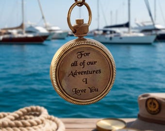 Engraved Nautical Compass Keychain – “Personalized Gift” – Gift for Boyfriend, Husband, Wife, Sailor, Traveler, christmas gift