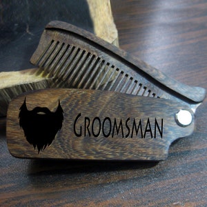 Personalized Folding Wood Comb - Mens Beard, Mustache and Hair, Mens gift, Groomsmen Gift, Anniversary Ideas, Dad gifts, Fathers Day