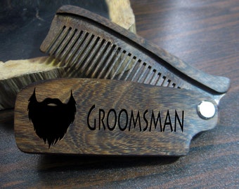 Peine de madera plegable personalizado - Para barba, bigote y cabello de hombre, regalo para hombre, regalo para padrinos de boda, ideas para aniversario, regalos para papá, regalo de Navidad
