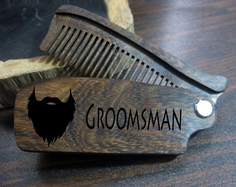 Personalized Folding Wood Comb - Mens Beard, Mustache and Hair, Mens gift, Groomsmen Gift, Anniversary Ideas, Dad gifts, Fathers Day