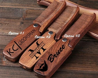 custom engraved beard comb, personalized wooden comb, groomsmen gift idea, anniversary or birthday, mens gift, bearded men, Fathers day