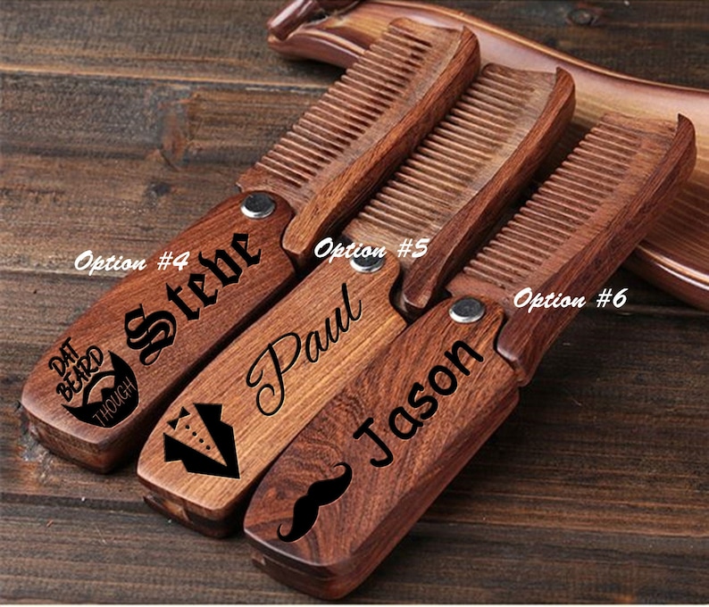 custom engraved beard comb, personalized wooden comb, groomsmen gift idea, anniversary or birthday, mens gift, bearded men, Fathers day image 3