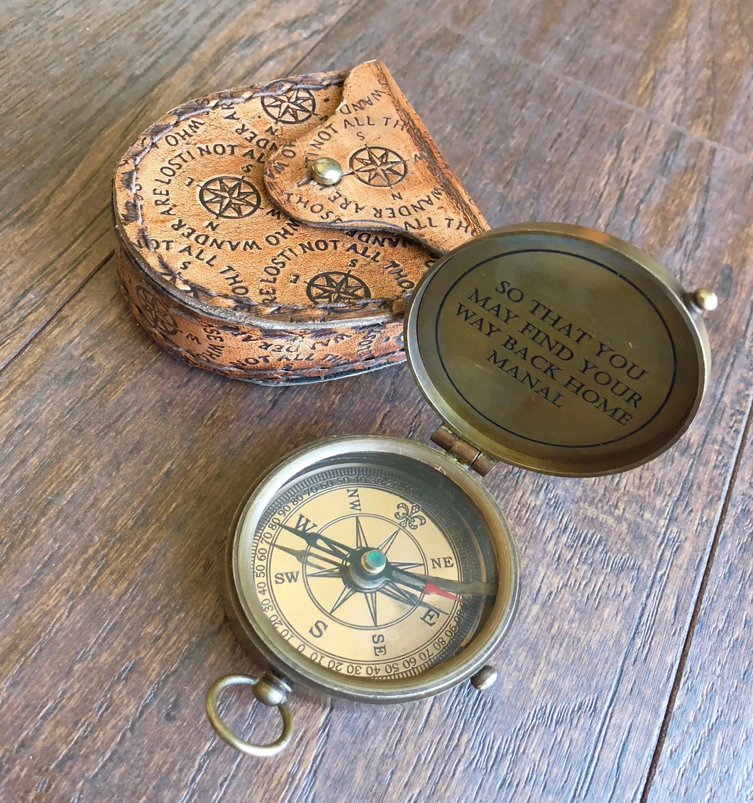 Personalized Compass, Custom Engraved, Comes With Leather Pouch and ...