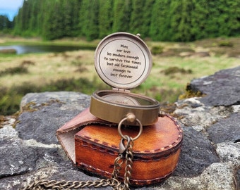 ENGRAVED BRASS COMPASS, personalized compass, working compass, handwriting gift, anniversary gift, groomsmen gift, boating gift, Mothers day