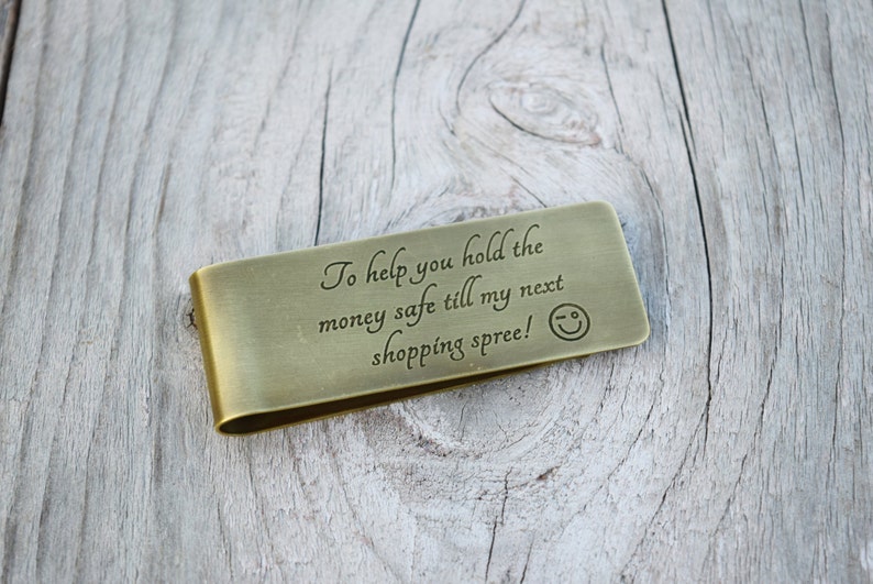 Money clip, personalized brass clip, money holder, minimalist cash holder, bills holder, groomsmen gift, anniversary ideas, mens gift idea image 1