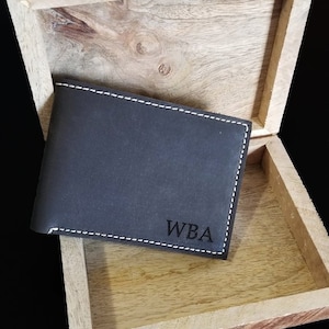 Cartera personalizada para hombre, regalos para él, cartera minimalista de cuero, cartera personalizada, cartera con monograma, regalo para padrinos de boda, día del padre