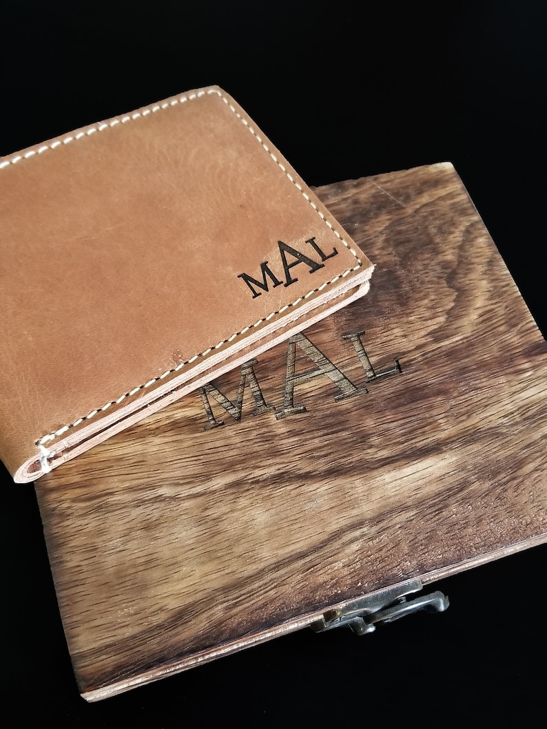 Mens Wallet Personalized Leather Engrave Name Initials Etsy