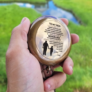 ZU MEINEM SOHN Kompass, Sonnenuhr Kompass, personalisierter Kompass, Geburtstagsgeschenk, Jubiläumsgeschenk, Familienerbstück Geschenk, Vatertag