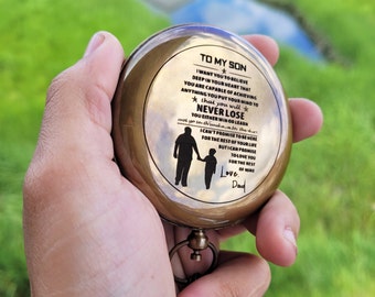 TO MY SON Compass, Sundial Compass, Personalized Compass, birthday gift, anniversary gift, Family Heirloom Gift, christmas gift