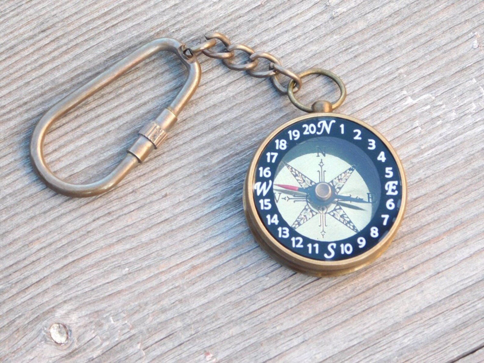 Compass Keychain Personalized Gift Engraved Keyring Custom Etsy