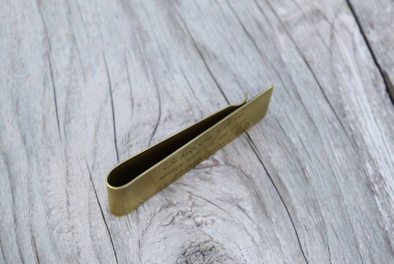 Money clip, personalized brass clip, money holder, minimalist cash holder, bills holder, groomsmen gift, anniversary ideas, mens gift idea image 3