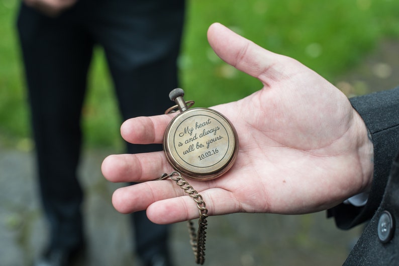 Pocket Watch, Personalized Gift, Engraved Watch, Custom Pocket Watch, Corporate Gift, Retirement Gift, Groomsmen Gift, Fathers Day image 5