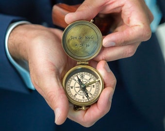 custom engraved nautical compass, leather pouch included, groomsmen gift idea, wedding favors, corporate events, mens gift, Mother's day