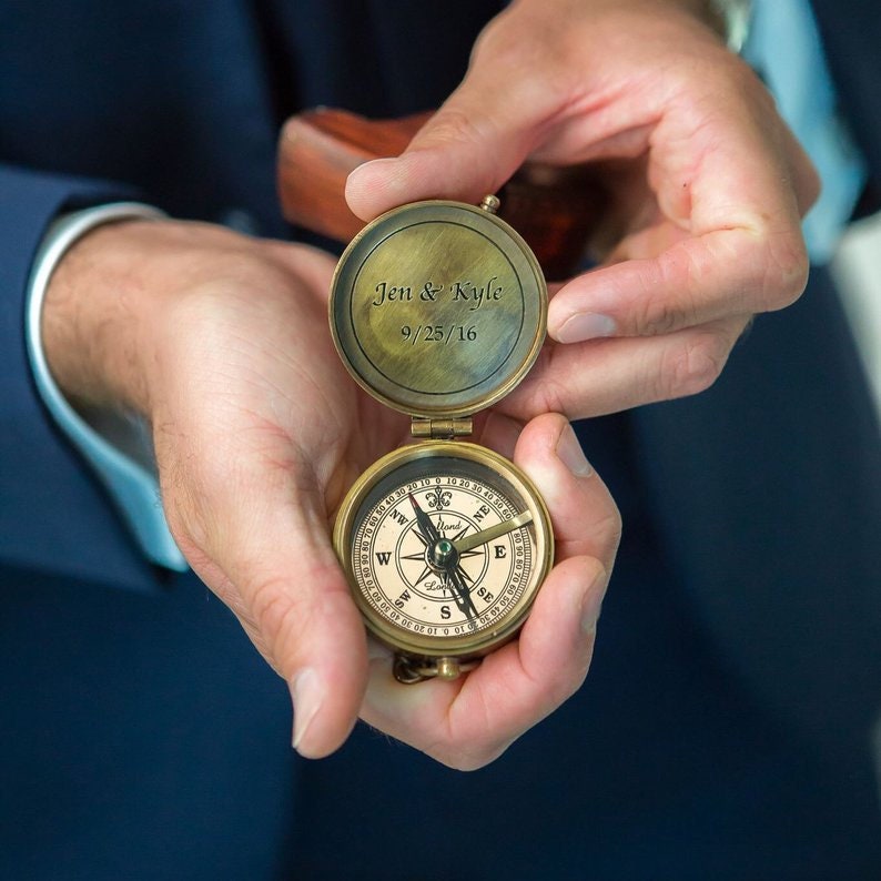 custom engraved nautical compass, leather pouch included, groomsmen gift idea, wedding favors, corporate events, mens gift, christmas 