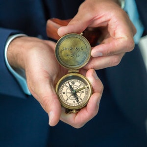 Brass Compass, Personalized Compass with Custom Handwriting, Gift for men, Anniversary Gift, Gifts for Dad, Birthday Gift, Baptism Gift image 2