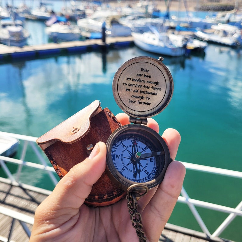 Brass Compass, Personalized Compass, Engraved Compass, Boating Compass ...