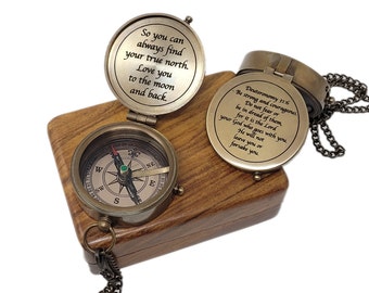 Boussole en laiton, boussole personnalisée avec écriture personnalisée, cadeau pour homme, cadeau d'anniversaire, cadeaux pour papa, cadeau d'anniversaire, fête des pères
