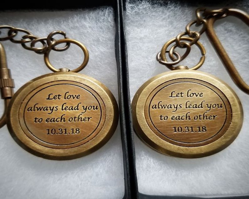 Compass keychain personalized gift engraved keyring custom Etsy