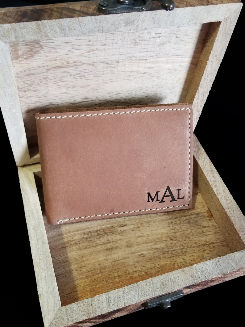 Mens Wallet Personalized Leather Engrave Name Initials Etsy