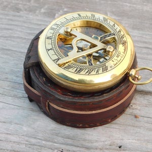 PERSONALIZED SUNDIAL COMPASS, engraved compass, custom compass, groomsmen gift, boyscout gift, anniversary gift, mens gift, Mother's day image 2