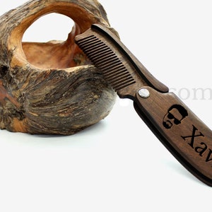 Beard comb, personalized comb, gift for him, grooming kit, birthday, groomsmen gift, mens gift, hair wood comb, folding comb, fathers day