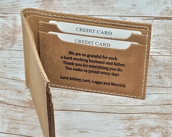 mens wallet, genuine cowhide leather, minimalist bifold style, wooden gift box available, personalized wallet, mens gift, christmas