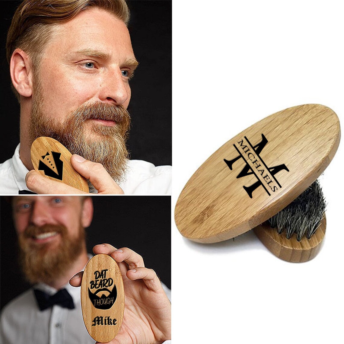 Personalized Beard Brush Wood Beard Brush Grooming Brush Etsy