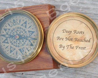 Compass with wooden gift box, engraved with any text of your choice, perfect personalized groomsmen gift idea, anniversary, Mother's day