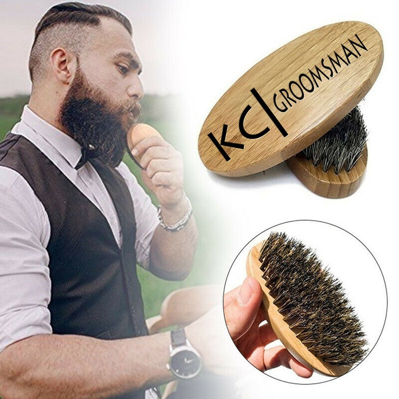 Personalized beard brush, wood beard brush, grooming brush, groomsmen gift, mens gift, engraved wooden brush, mens dopp kit, Fathers Day image 5