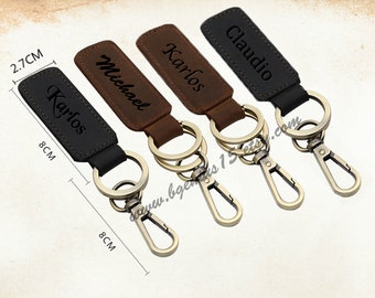 Personalized Keychain, engraved keychain, leather keychain, groomsmen gift, custom keychain, couples keychain, Stocking Stuffer, Fathers day