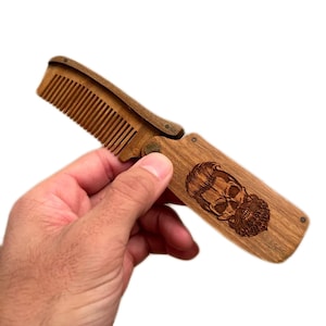 ENGRAVED BEARD COMB, personalized comb, beard men, gifts for men, birthday gift, mens gift, pocket comb, folding comb, wood comb, christmas