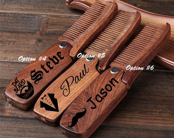 Peigne à barbe gravé, peigne en bois personnalisé, cadeau pour lui, idée cadeau pour les garçons d'honneur, cadeau d'anniversaire, cadeau pour homme, homme barbu, cadeau de Noël